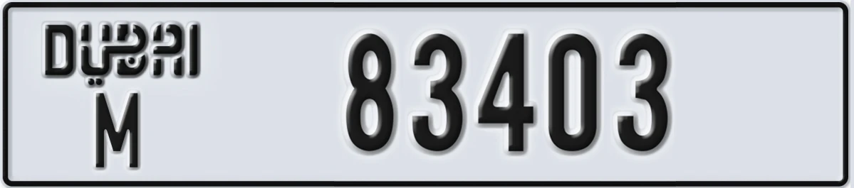 UAE License Plate Dubai M 83403