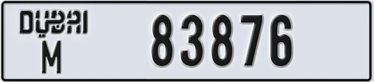 UAE License Plate Dubai M 83876
