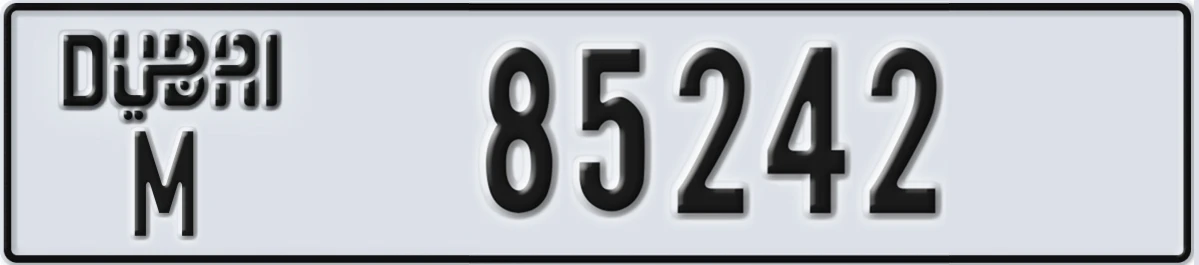 UAE License Plate Dubai M 85242