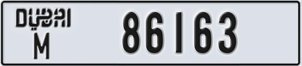 UAE License Plate Dubai M 86163