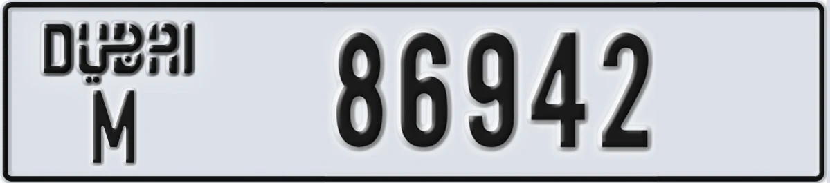 UAE License Plate Dubai M 86942
