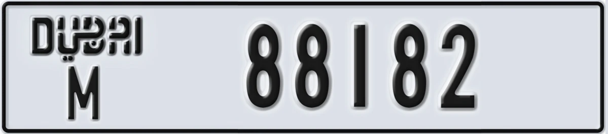 UAE License Plate Dubai M 88182