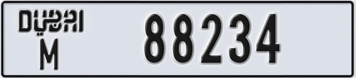 UAE License Plate Dubai M 88234
