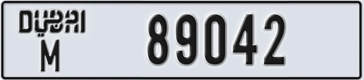 UAE License Plate Dubai M 89042