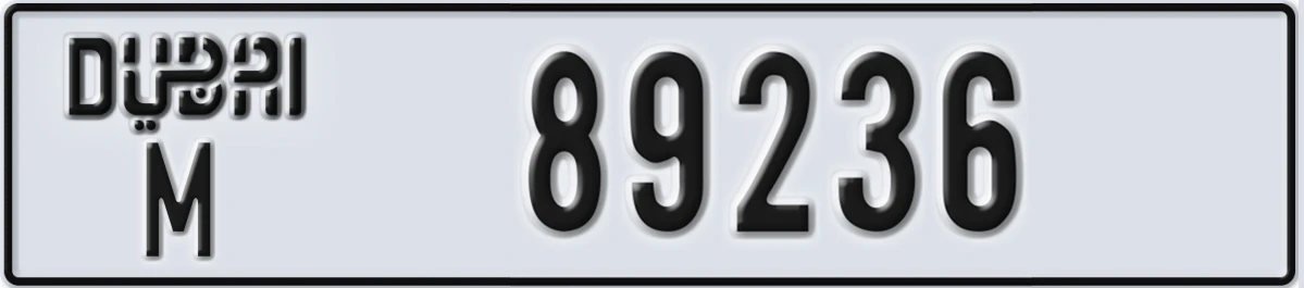UAE License Plate Dubai M 89236