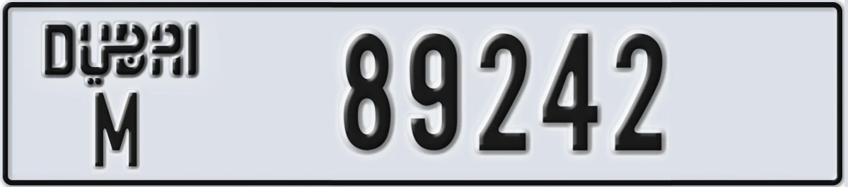 UAE License Plate Dubai M 89242