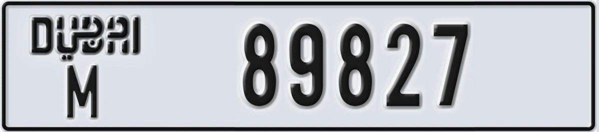 UAE License Plate Dubai M 89827