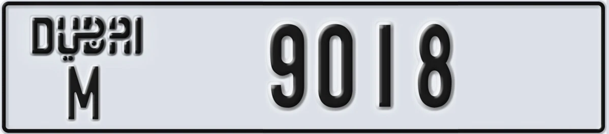 UAE License Plate Dubai M 9018