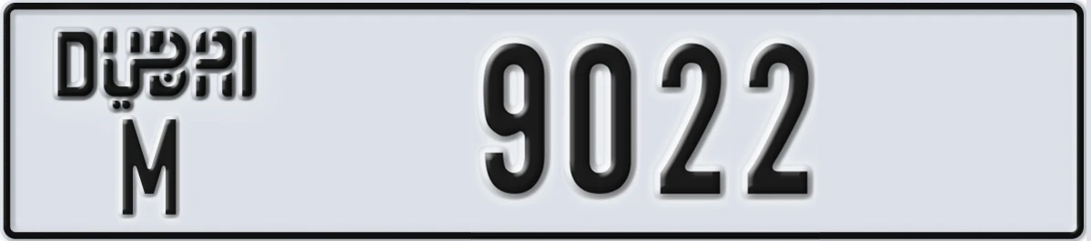 UAE License Plate Dubai M 9022