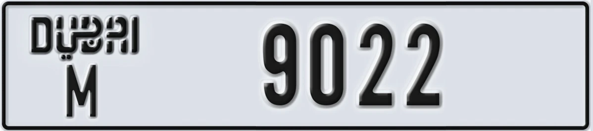 UAE License Plate Dubai M 9022