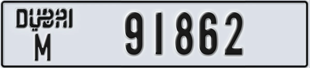 UAE License Plate Dubai M 91862