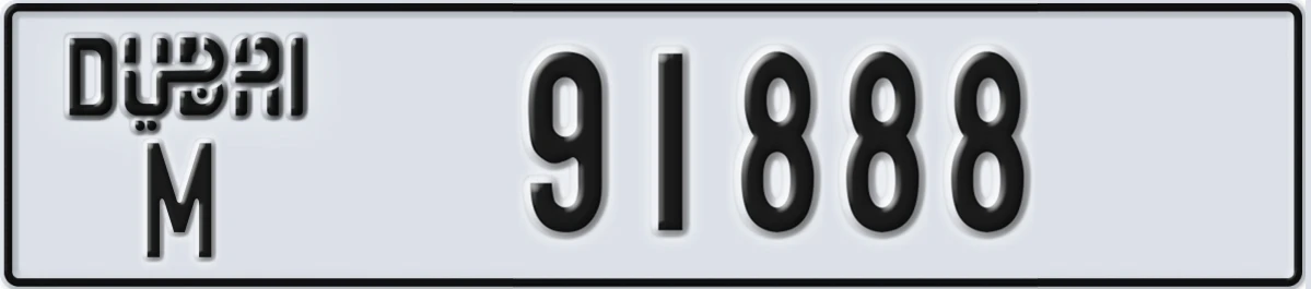 UAE License Plate Dubai M 91888