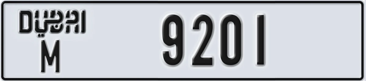 UAE License Plate Dubai M 9201