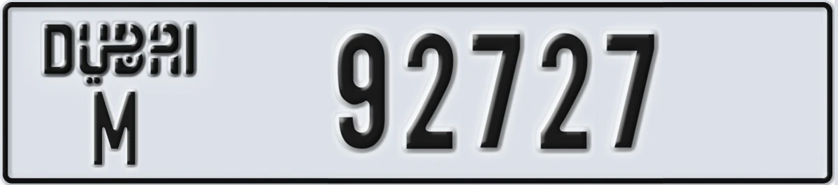 UAE License Plate Dubai M 92727