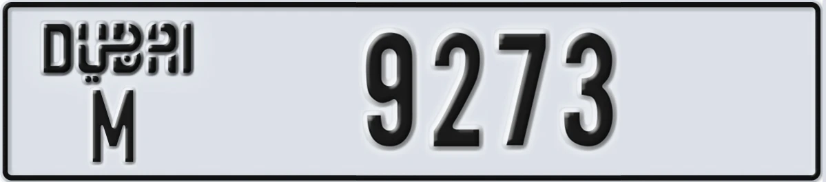 UAE License Plate Dubai M 9273