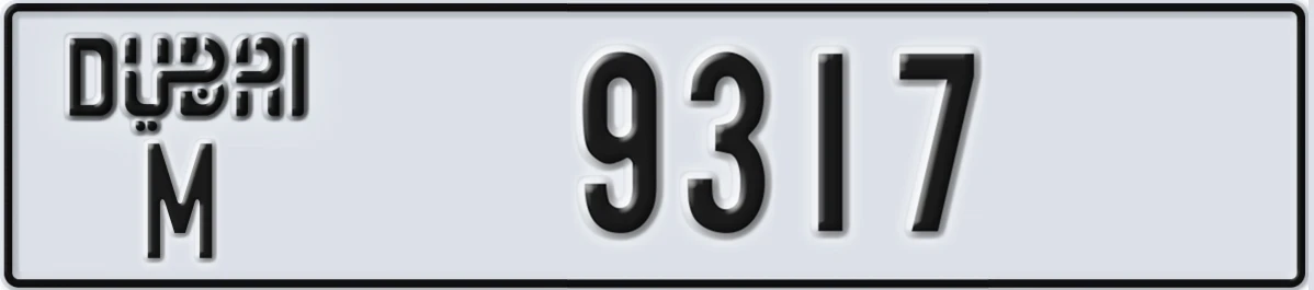 UAE License Plate Dubai M 9317