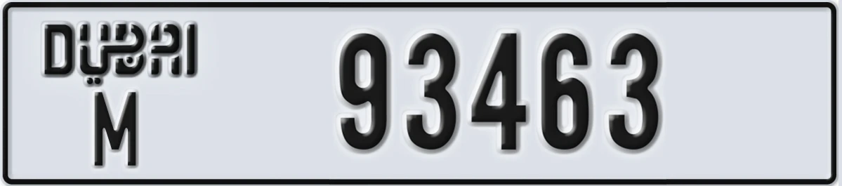 UAE License Plate Dubai M 93463