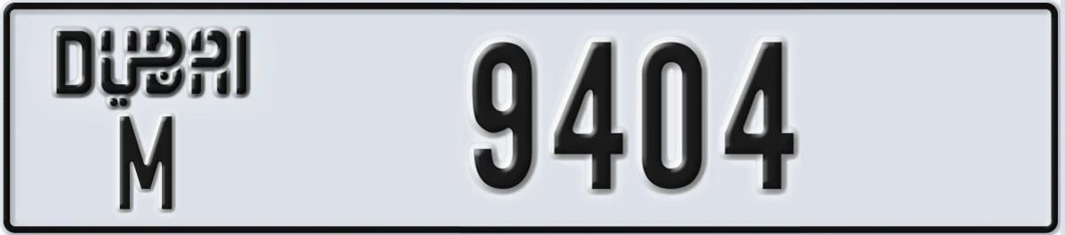 UAE License Plate Dubai M 9404