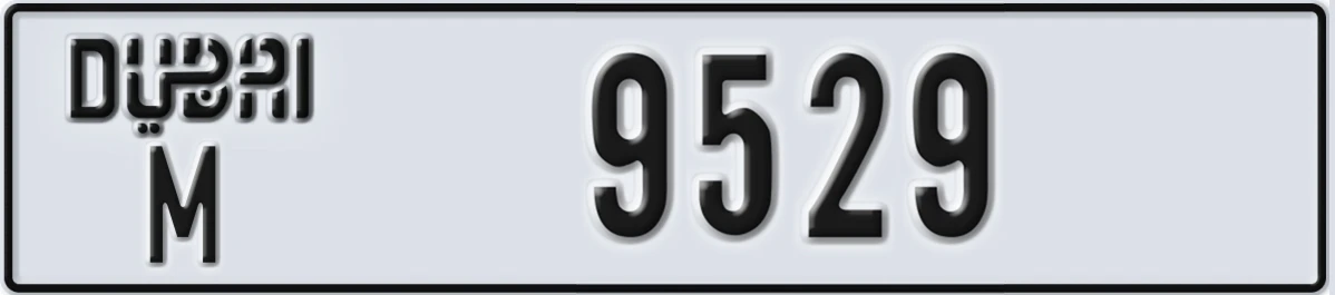 UAE License Plate Dubai M 9529