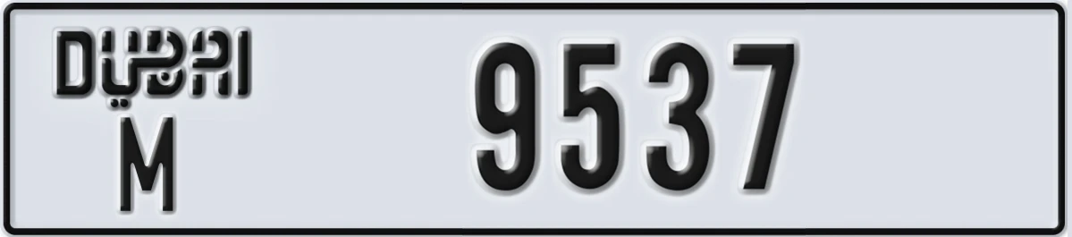 UAE License Plate Dubai M 9537