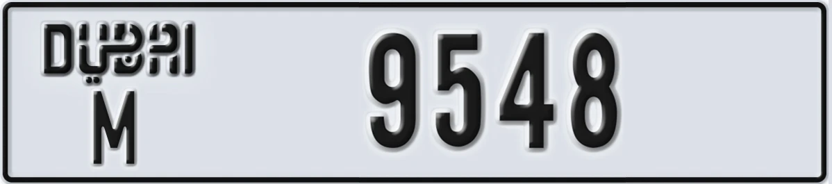 UAE License Plate Dubai M 9548