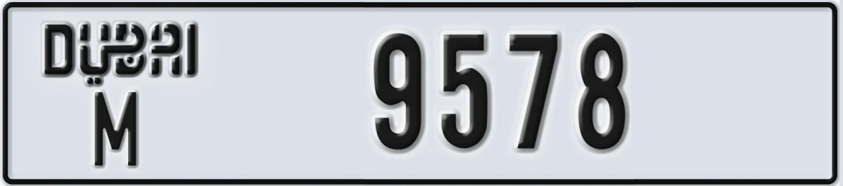 UAE License Plate Dubai M 9578