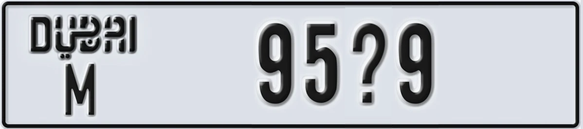 UAE License Plate Dubai M 95X9