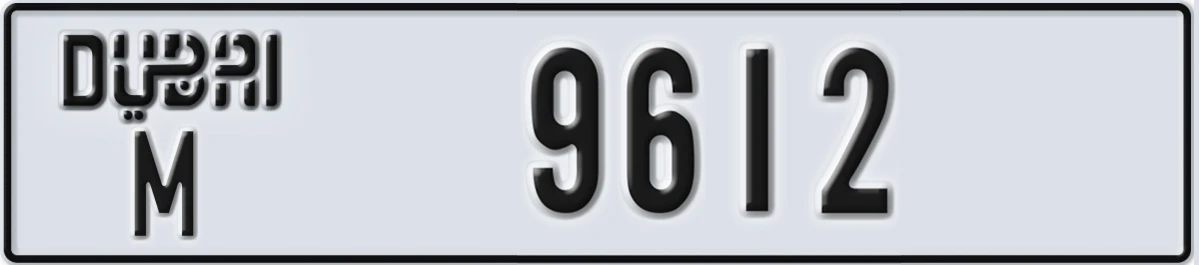 UAE License Plate Dubai M 9612