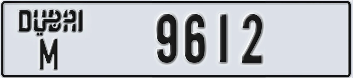 UAE License Plate Dubai M 9612