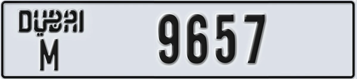 UAE License Plate Dubai M 9657