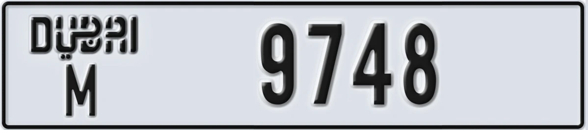 UAE License Plate Dubai M 9748