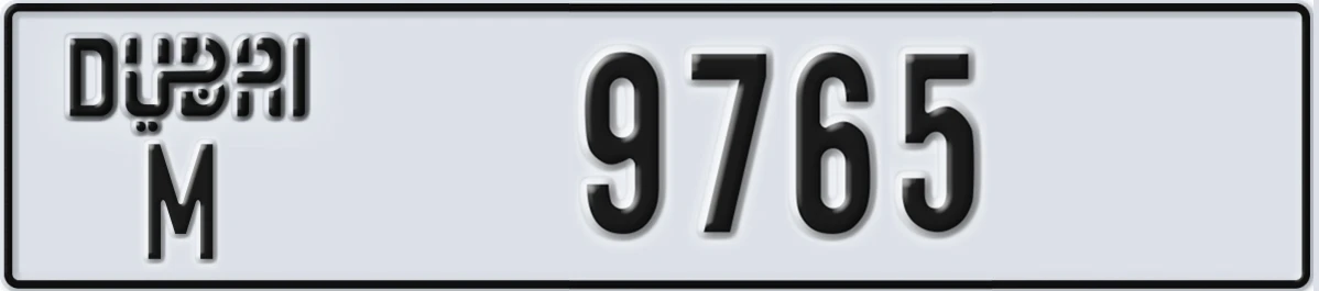 UAE License Plate Dubai M 9765