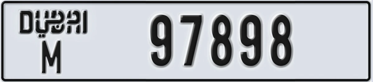 UAE License Plate Dubai M 97898