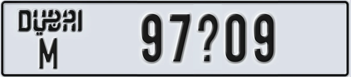 UAE License Plate Dubai M 97X09