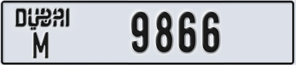 UAE License Plate Dubai M 9866