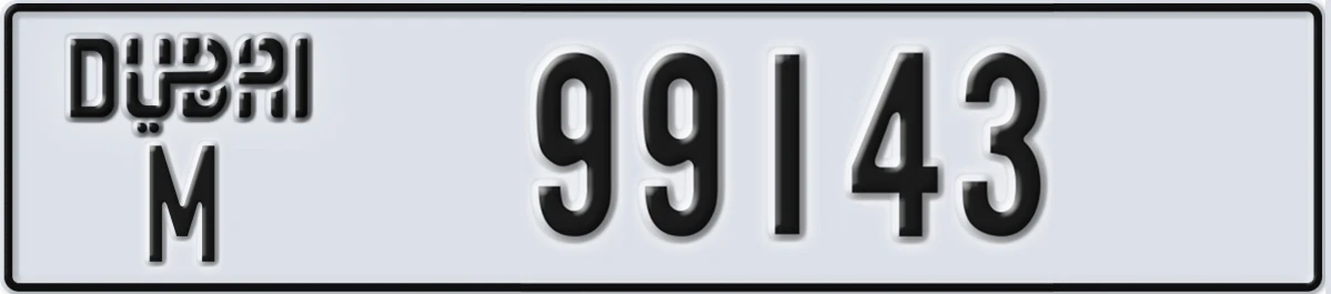UAE License Plate Dubai M 99143
