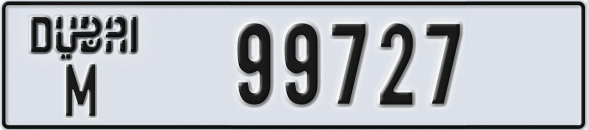 UAE License Plate Dubai M 99727