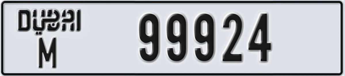 UAE License Plate Dubai M 99924