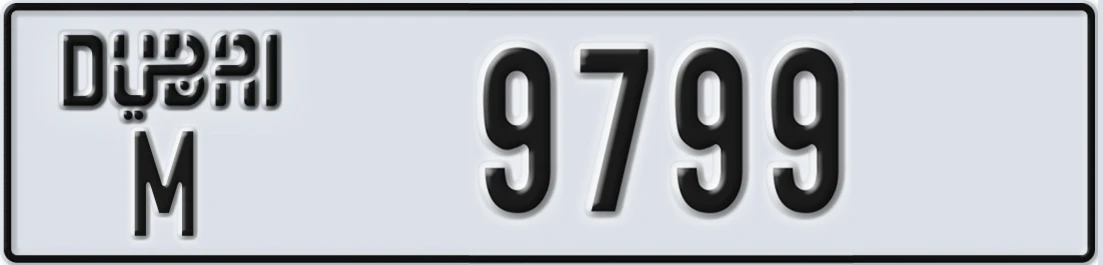 UAE License Plate Dubai M 9X799