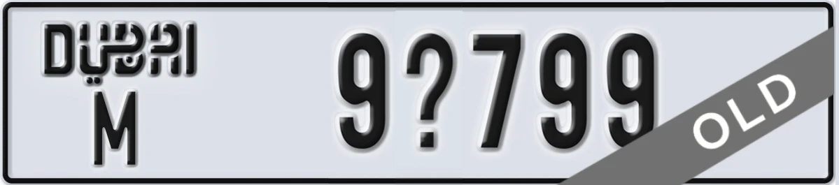 UAE License Plate Dubai M 9X799