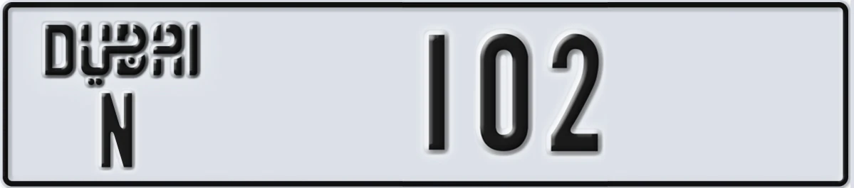 UAE License Plate Dubai N 102