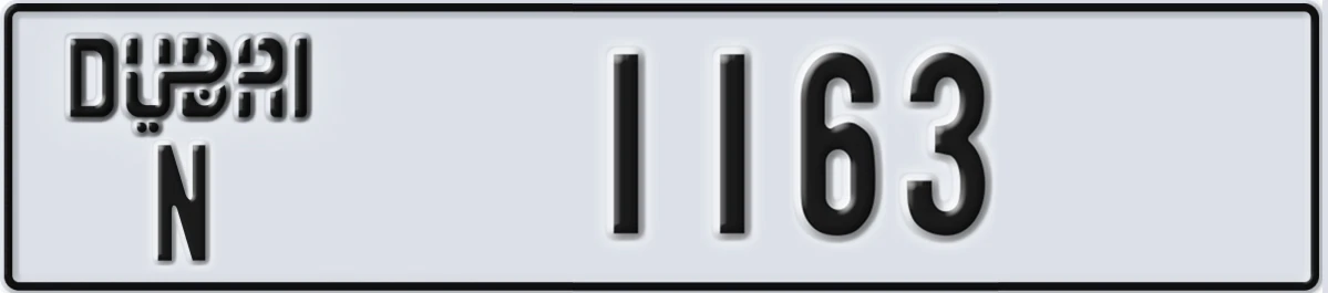 UAE License Plate Dubai N 1163