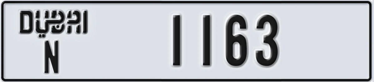 UAE License Plate Dubai N 1163