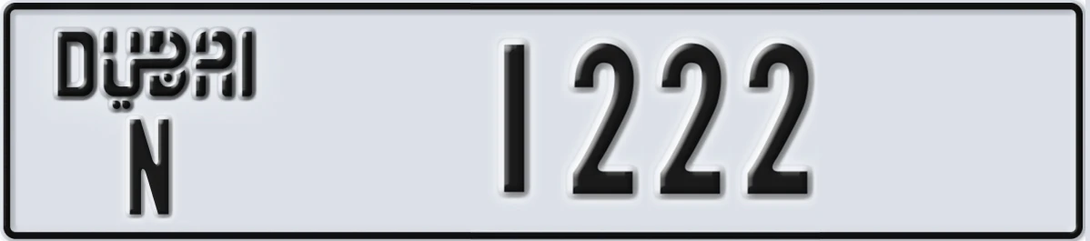 UAE License Plate Dubai N 1222