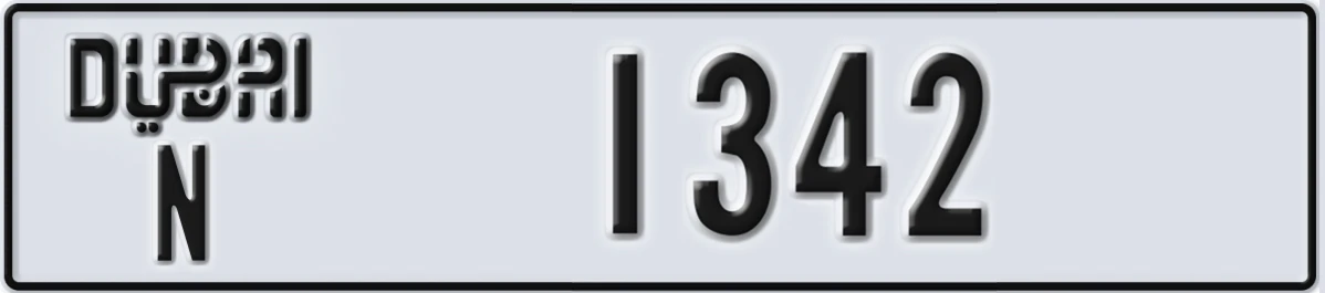UAE License Plate Dubai N 1342