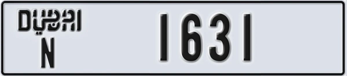 UAE License Plate Dubai N 1631