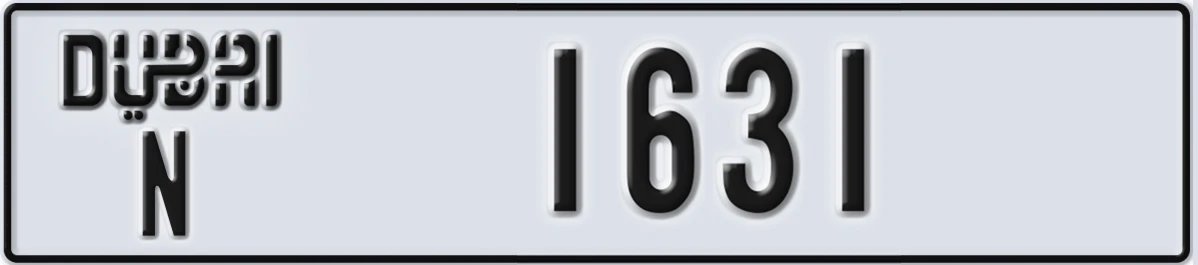 UAE License Plate Dubai N 1631