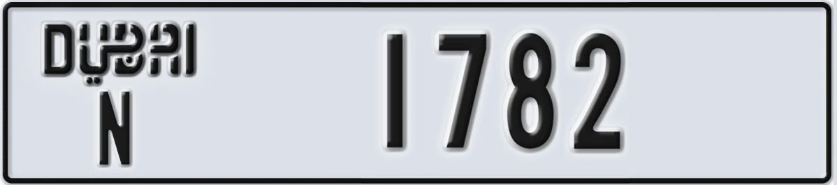 UAE License Plate Dubai N 1782