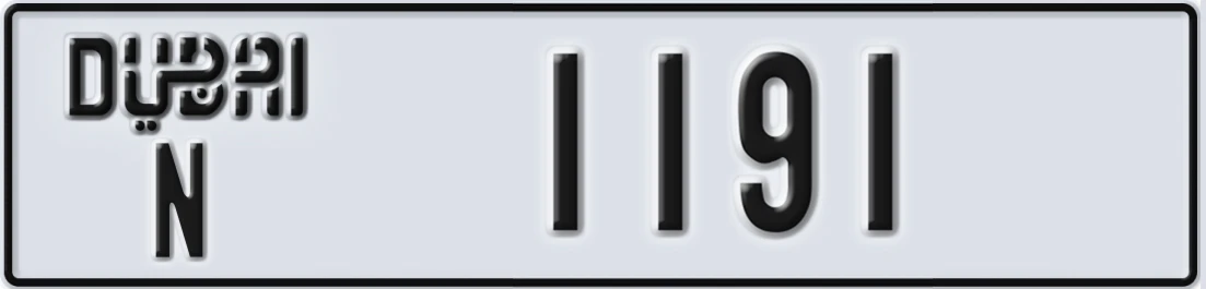 UAE License Plate Dubai N 1X191