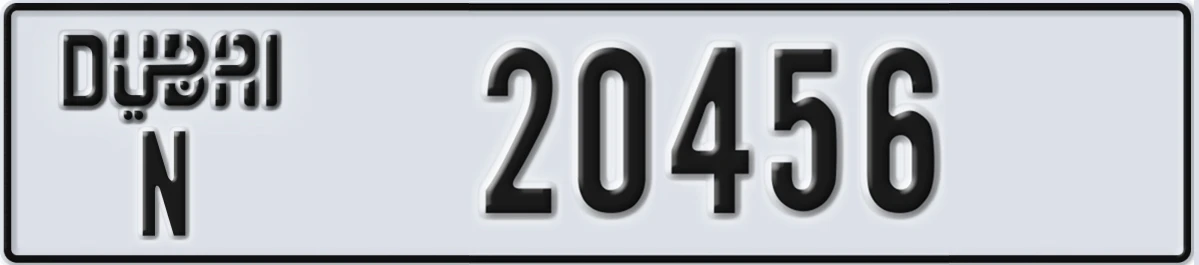 UAE License Plate Dubai N 20456